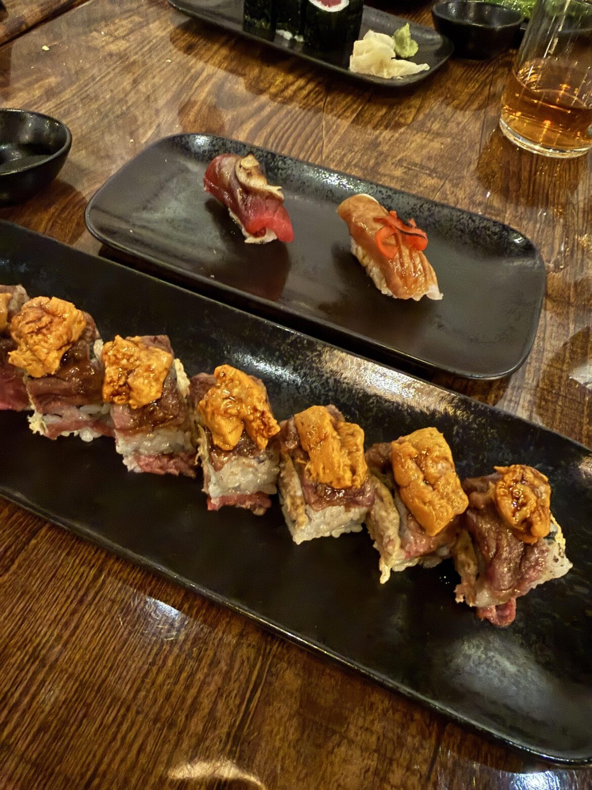 Went to my favorite sushi restaurant last night where we’re regulars and told the chef to surprise me with a roll. Did not expect this!