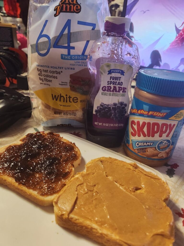 Only 215 calories PB&J sandwich! Tasty!