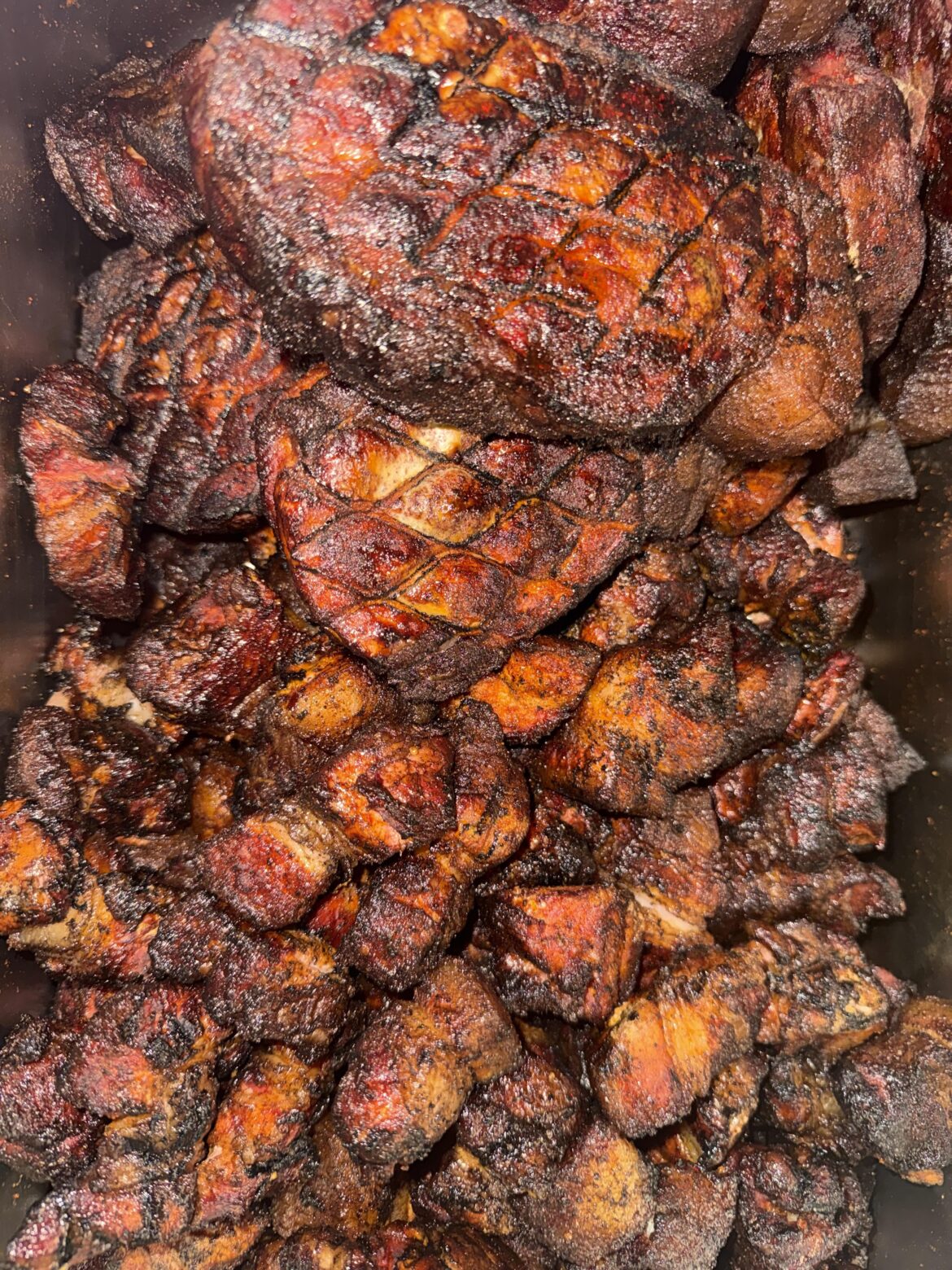 pork neck steaks and Burnt ends ( pork belly )