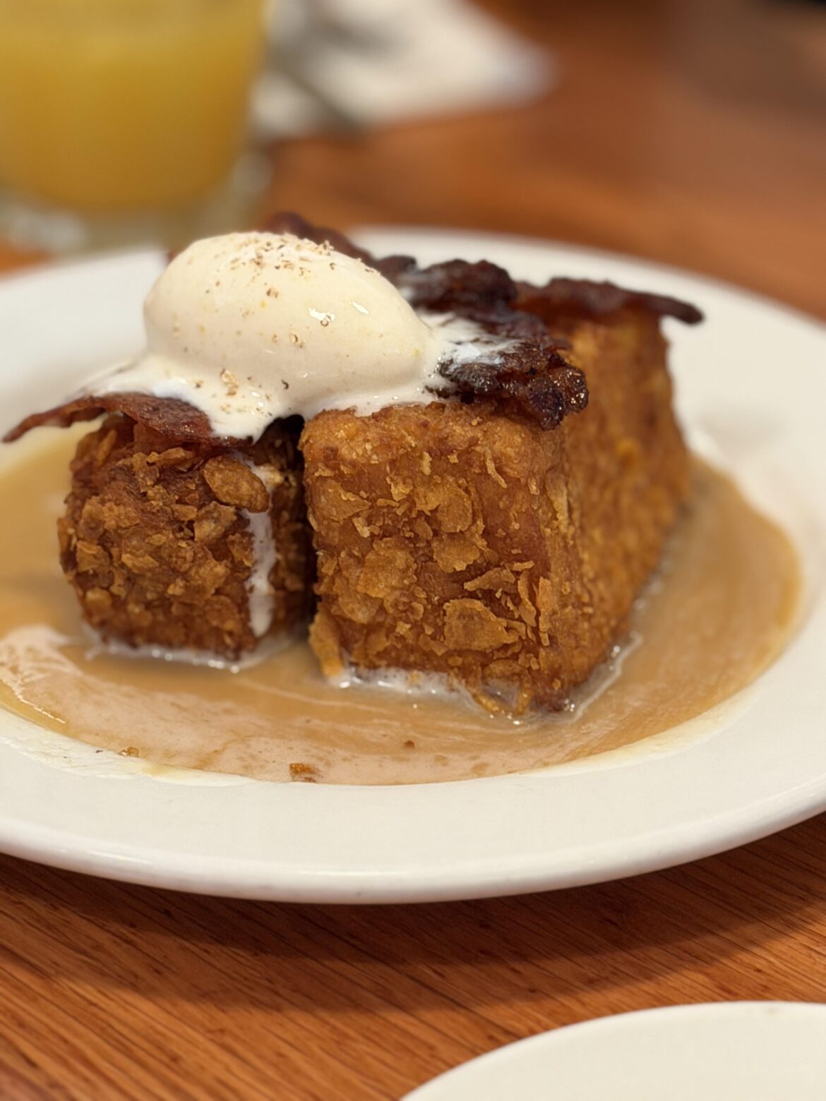 Cornflake French toast with frosted flake gelato