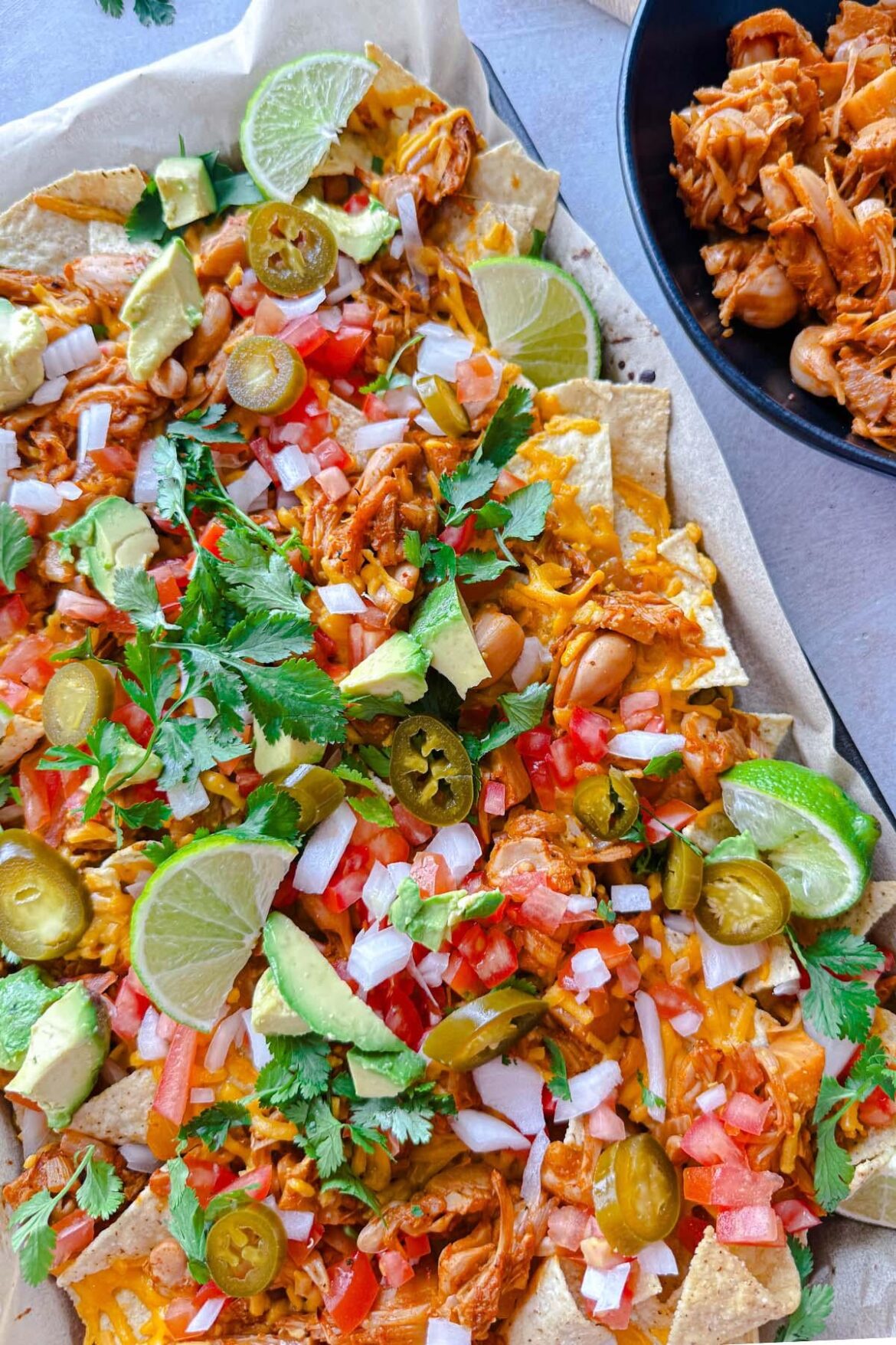 Vegan nachos with dairy free cheese