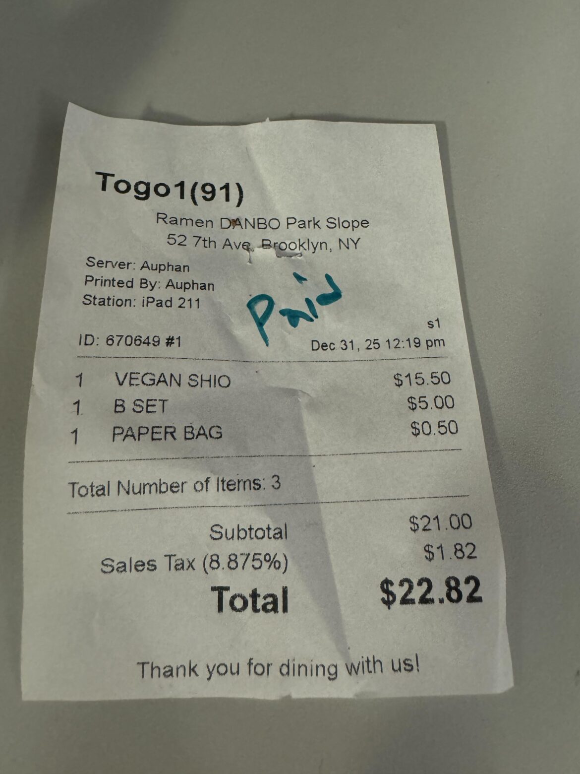 Restaurant charging bag fee for to go orders