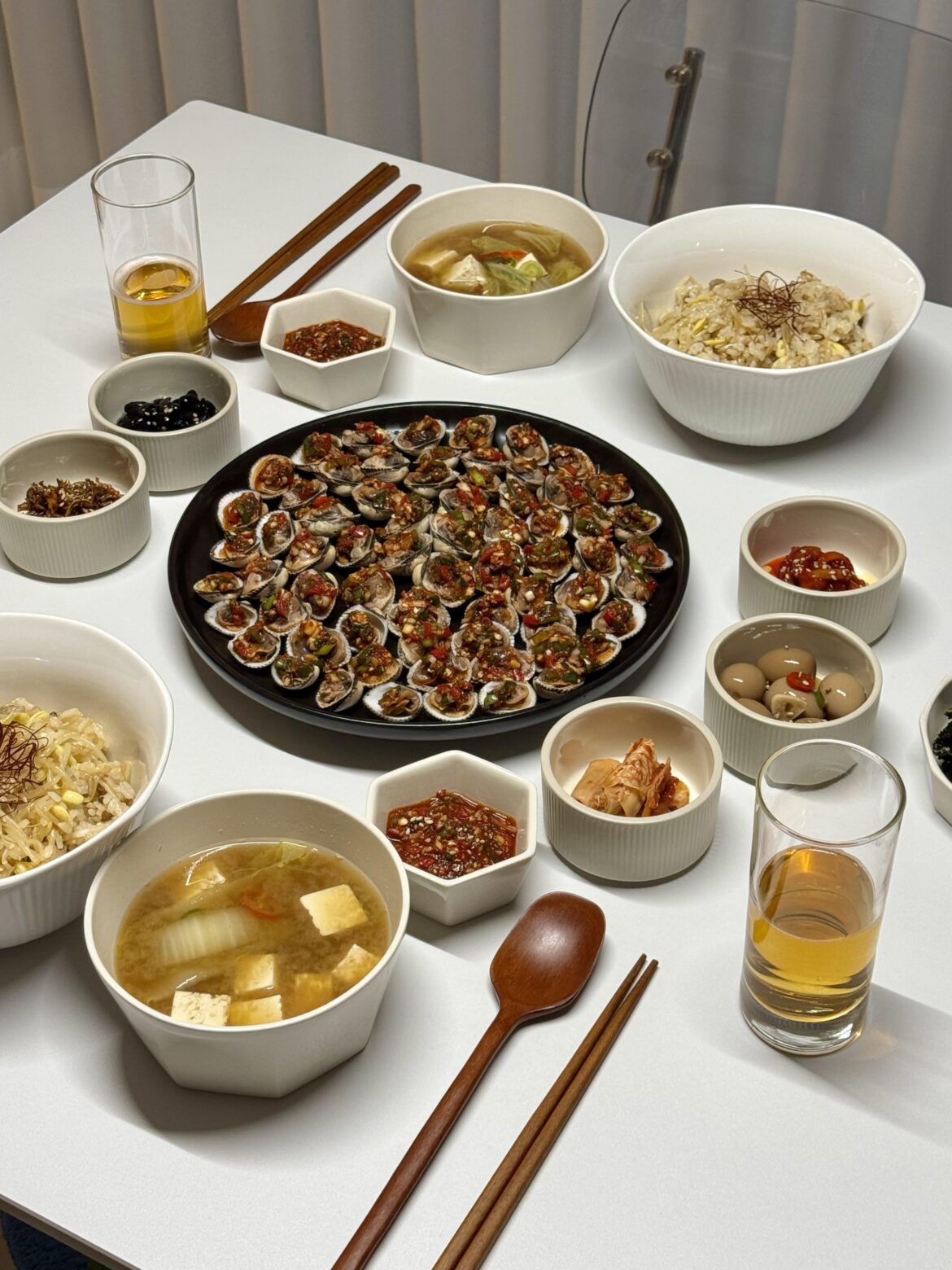 Homemade Bean Sprout Rice with fresh seasonal Cockles