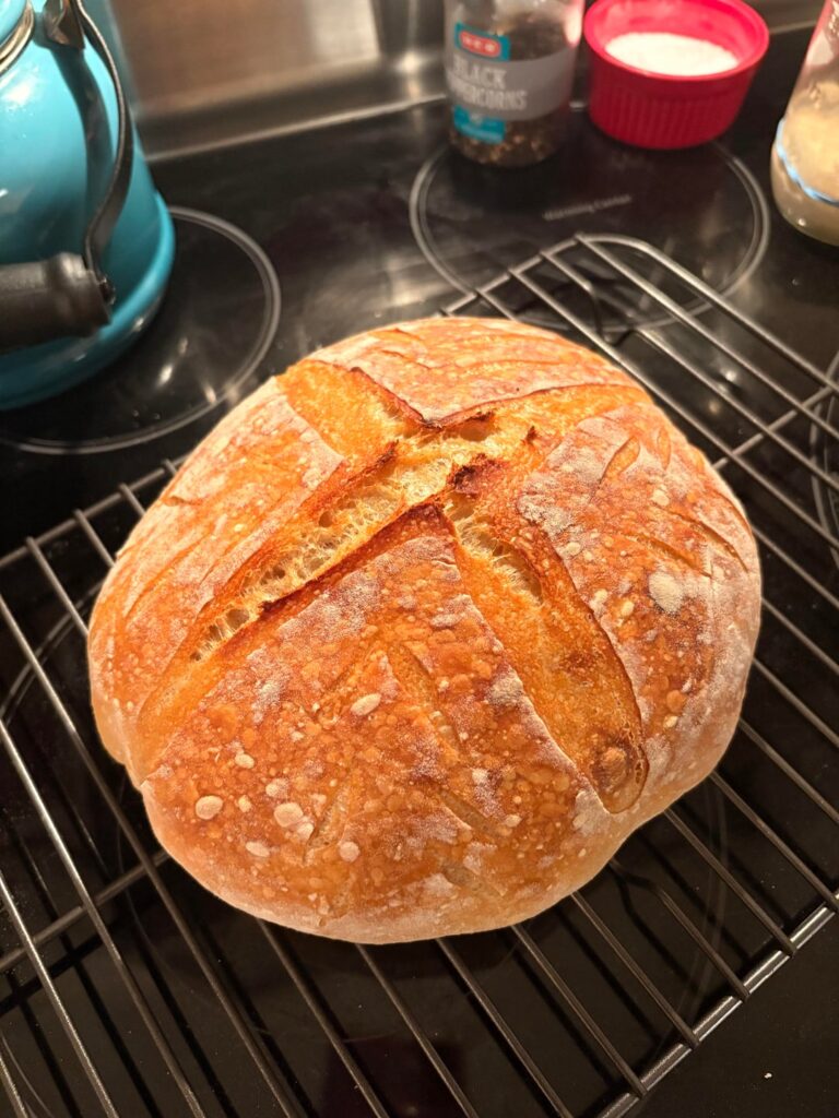 She’s a bit of a flat stanley, but I’m proud of my first loaf! 😅