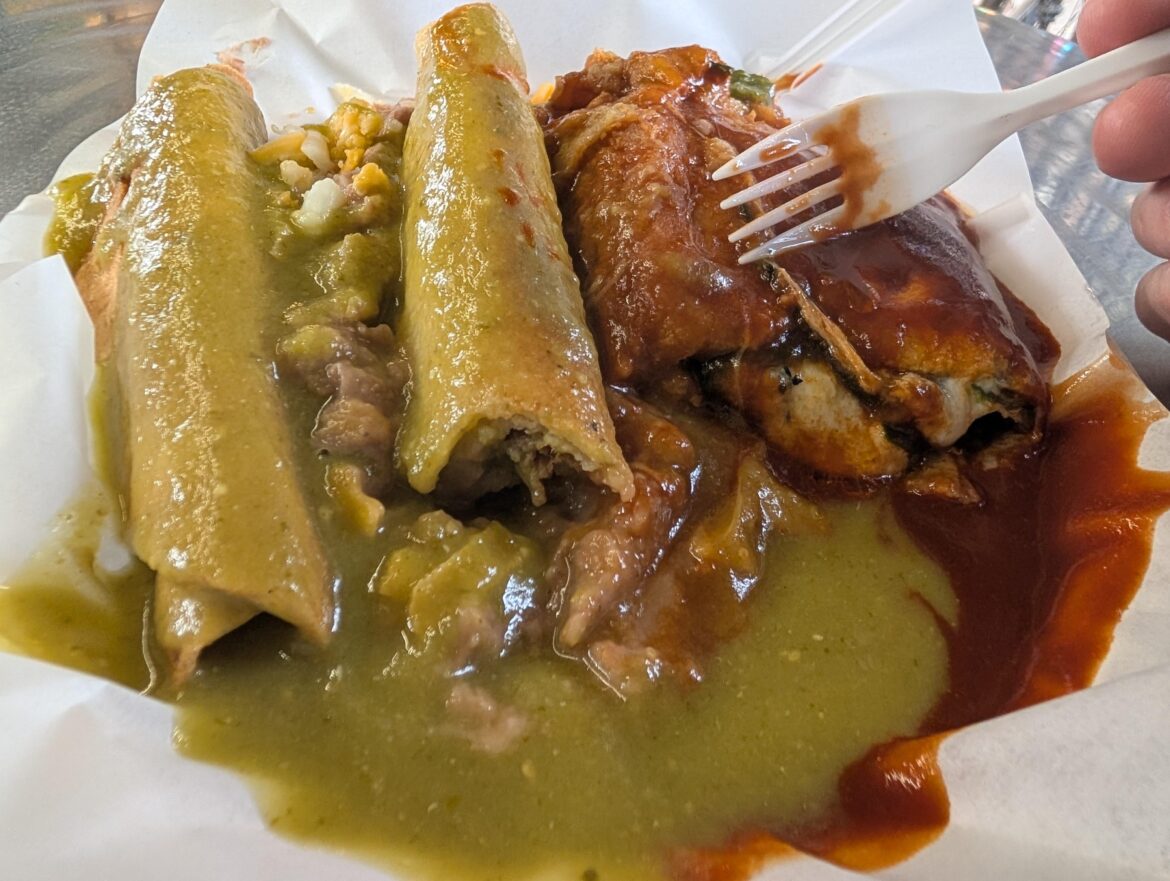 The only thing more soaked than the streets are the taquitos at Cielito Lindo.