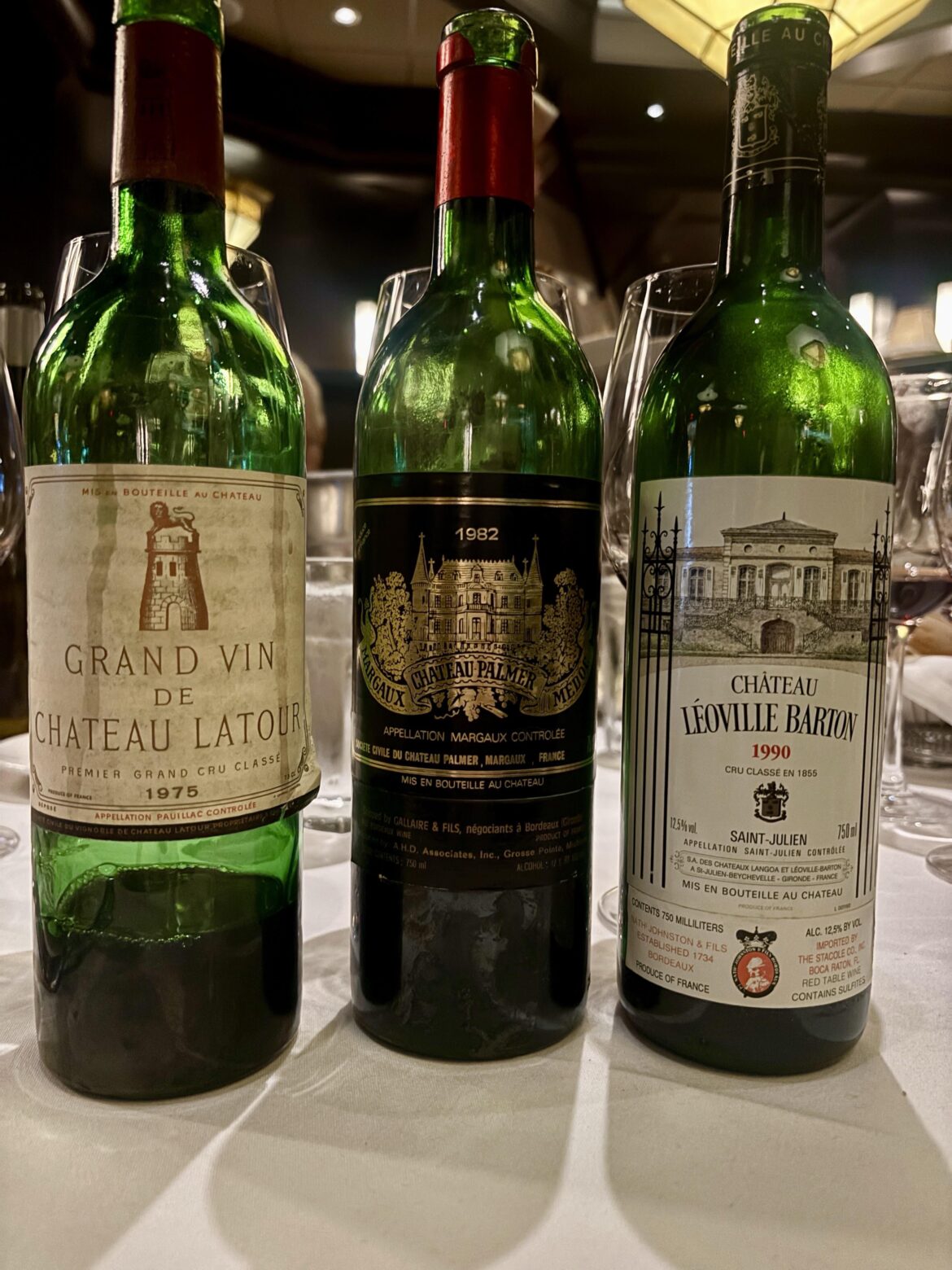 1975 Latour, 1982 Palmer, and 1990 Leoville Barton