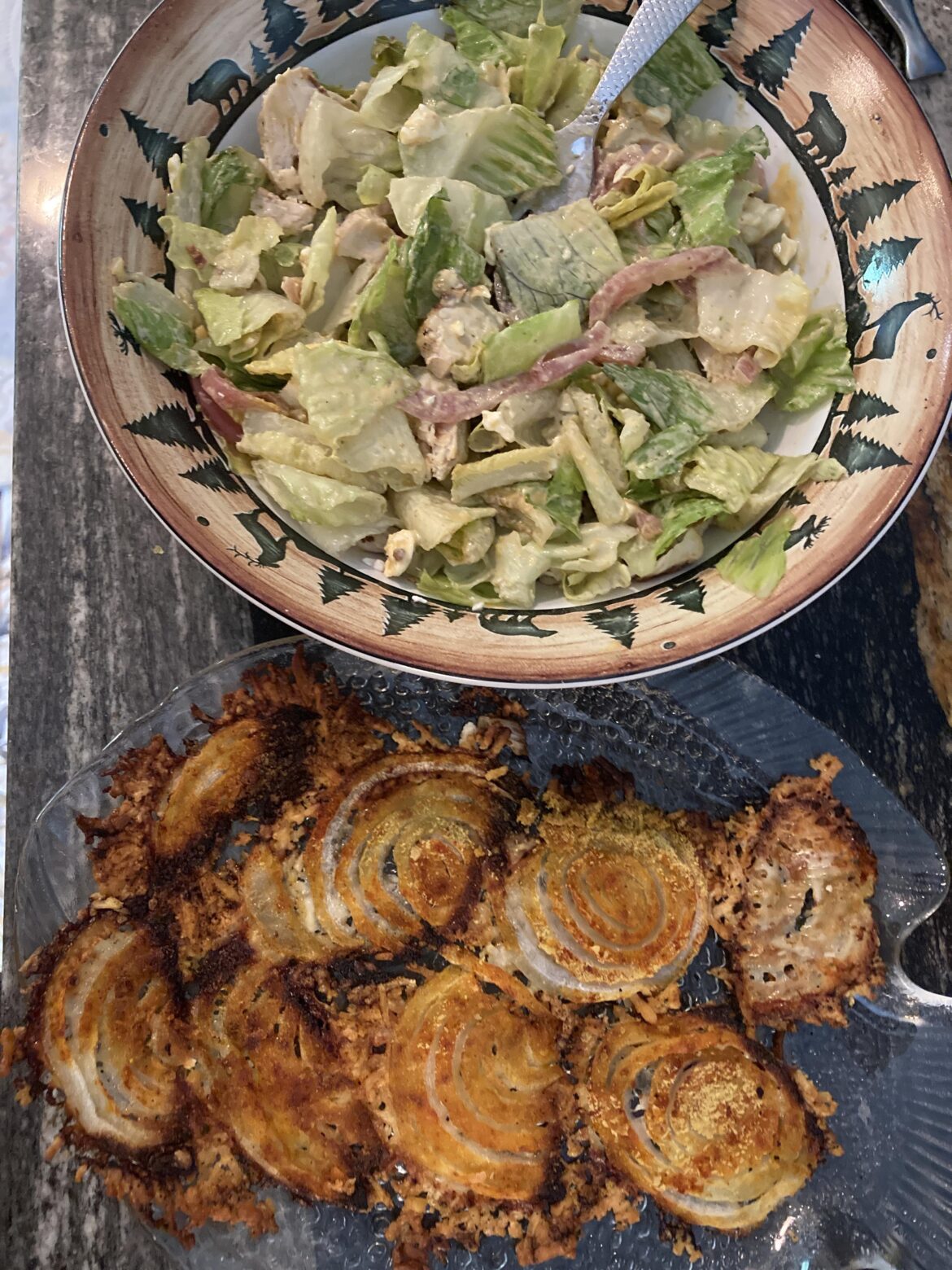 Lunch today — BAS and “onion rings” 412cals