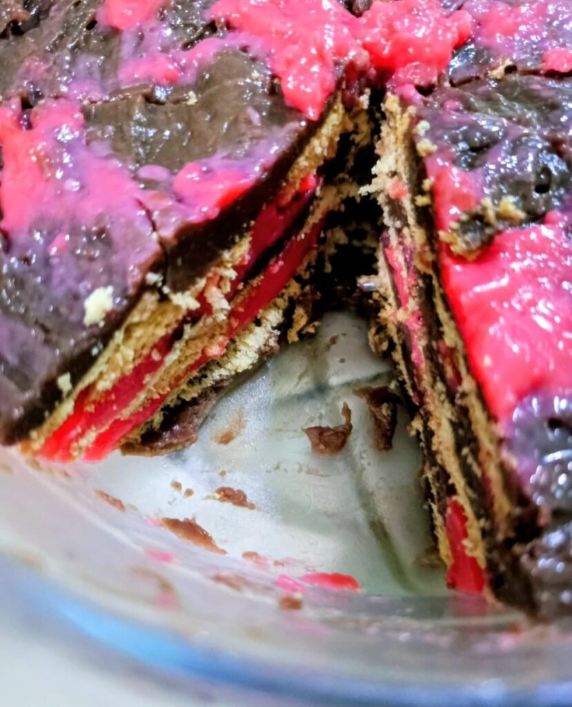 Cold cake, double flavor 🍓 🍫