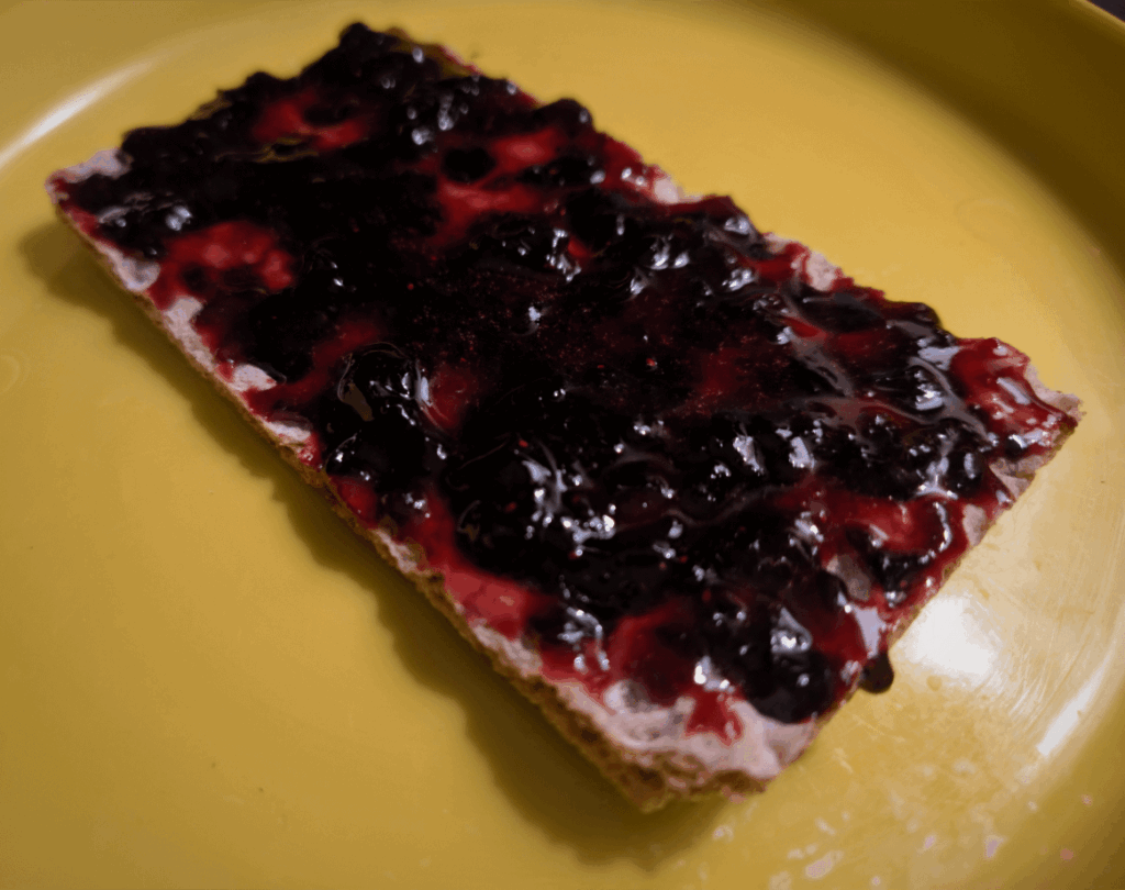 Allulose Blueberry Jam on Wasa Light Rye Crispbread (37 Calories) Allulose Blueberry Jam on Wasa Light Rye Crispbread (37 Calories)