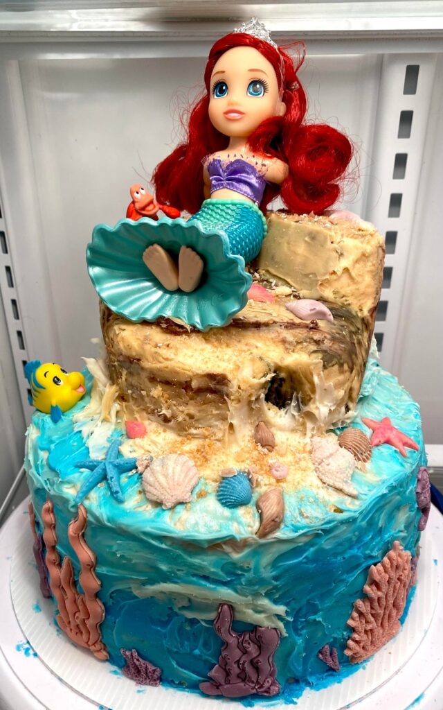 Little Mermaid theme 2 tier cake