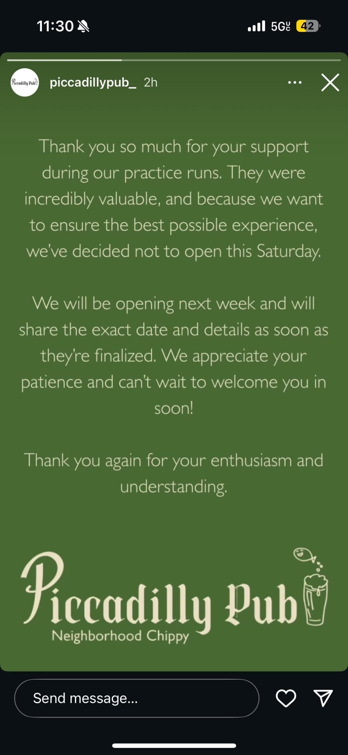 Anyone know the deal with Piccadilly Pub’s opening?