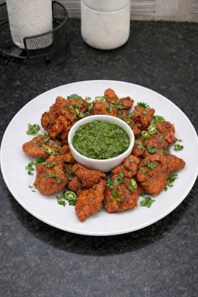 I made Chicken Pakora with Green Chutney on my father's birthday.