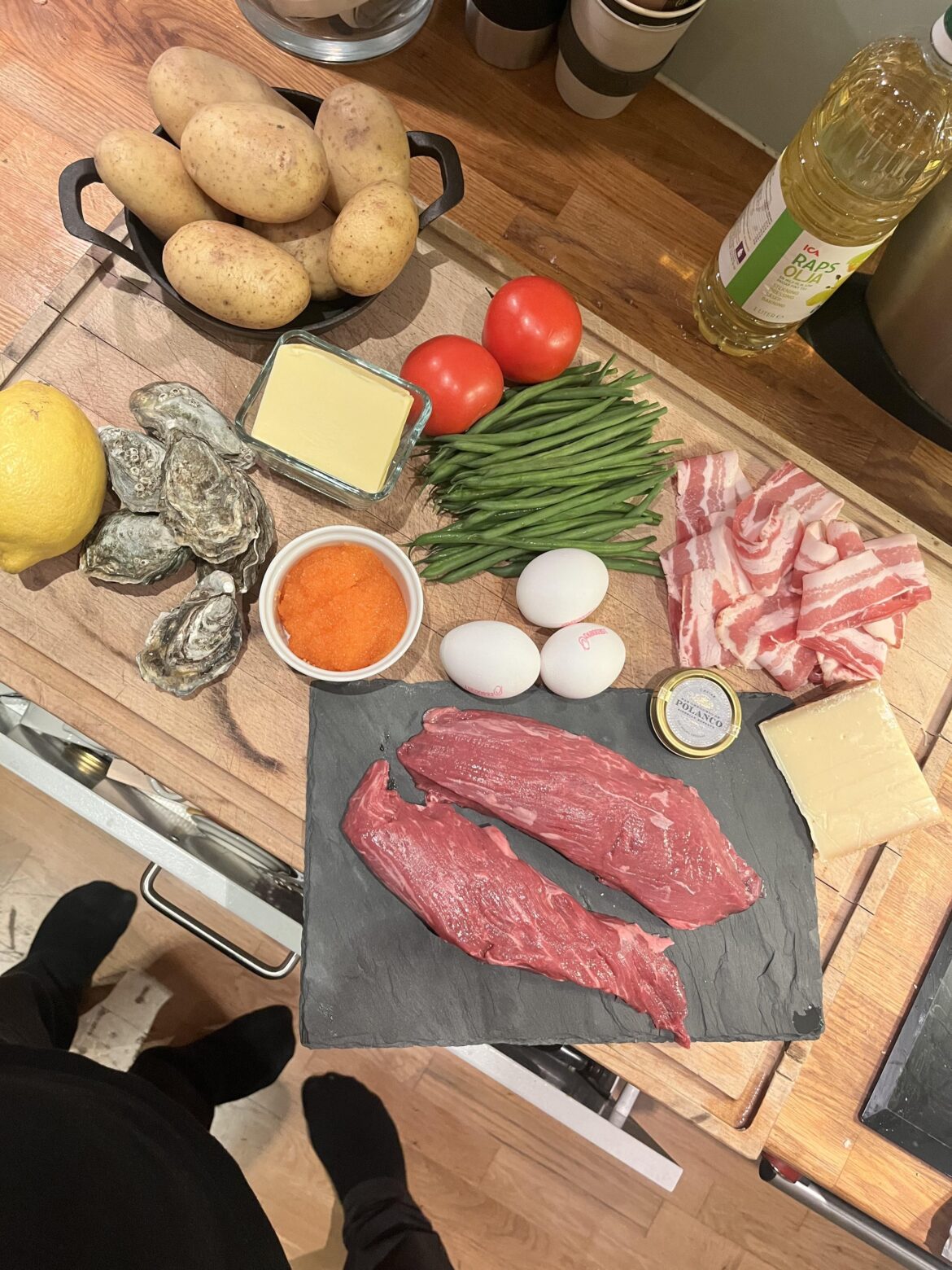 Tonight’s dinner spread in raw form