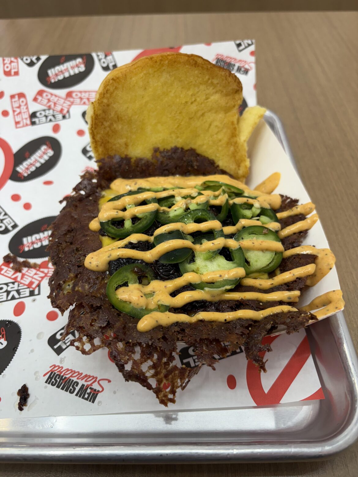 Bacon jelly smash burger with jalapeños