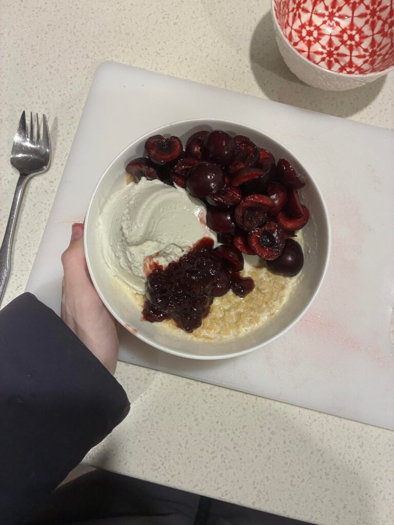 2026 started off with a great breakfast (cherry mascarpone gelato inspired porridge)