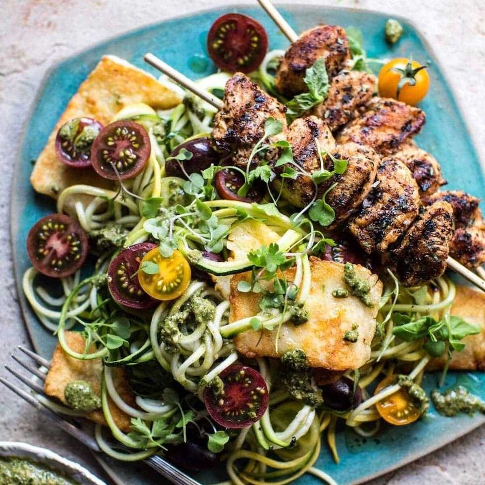 Mediterranean Chicken and Summer Squash Noodles