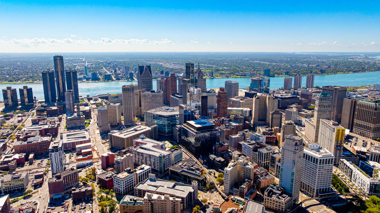 View of Detroit looking out toward Canada