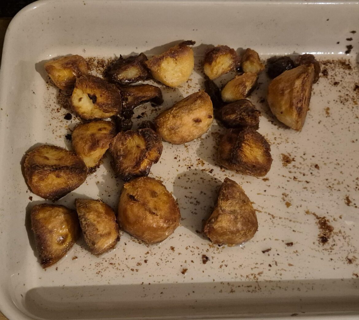 Roasties from earlier, in beef dripping