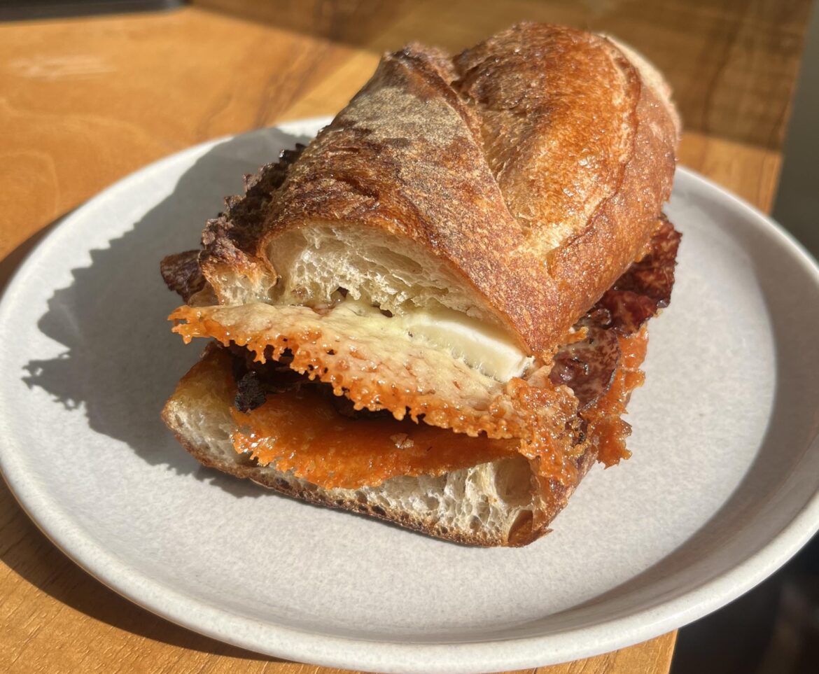 3 cheese & wagyu prosciutto melt on a local sourdough baguette