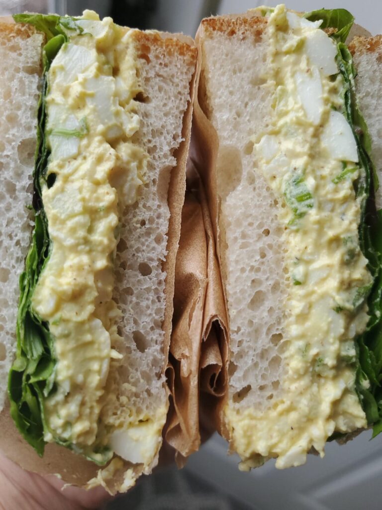 Deli style egg salad sandwich
