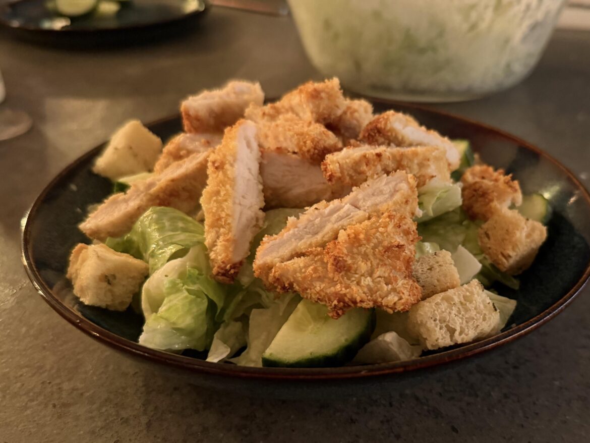 Air Fryer Chicken Panko Caesar Salad