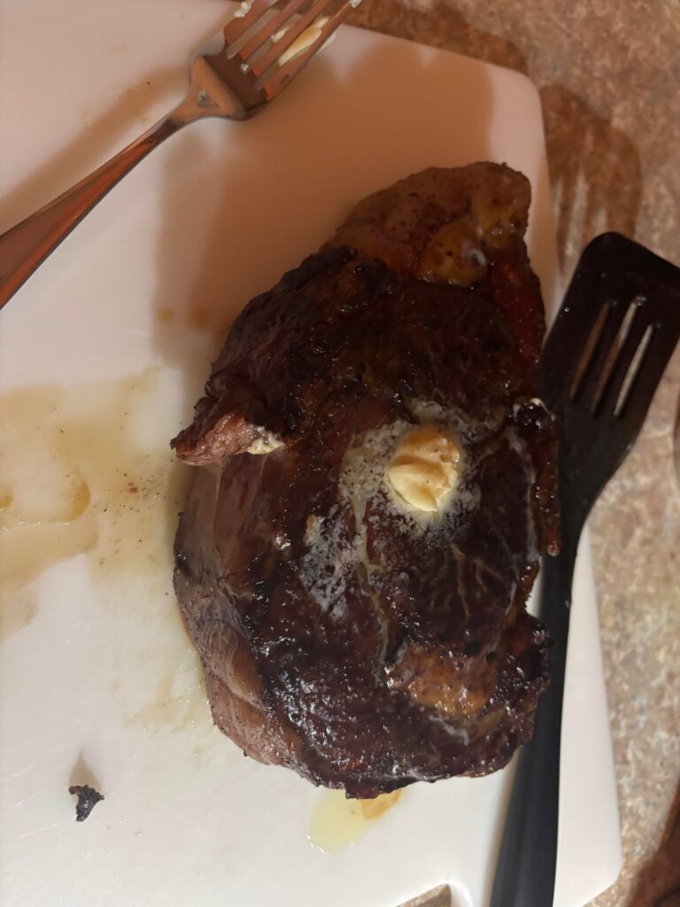 Smoked then finished on a stainless steal pan.