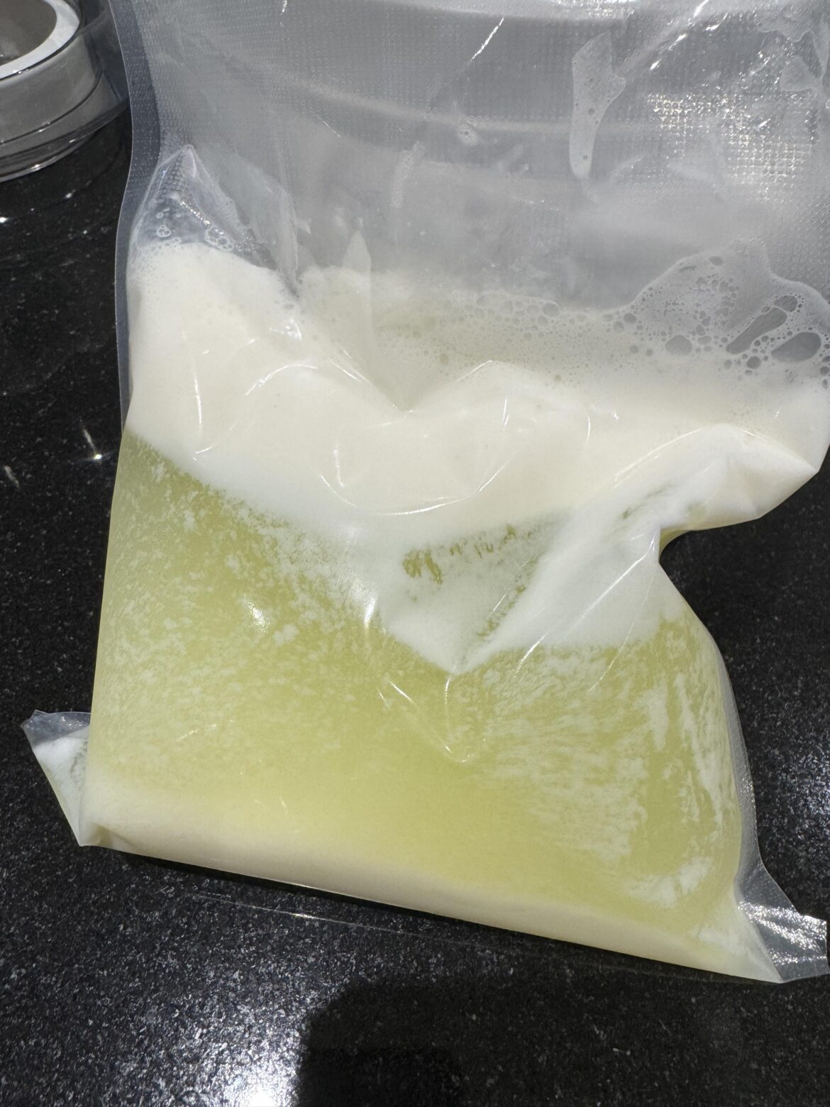 Phase separating (?) after aging: low fat milk + CMC + GG