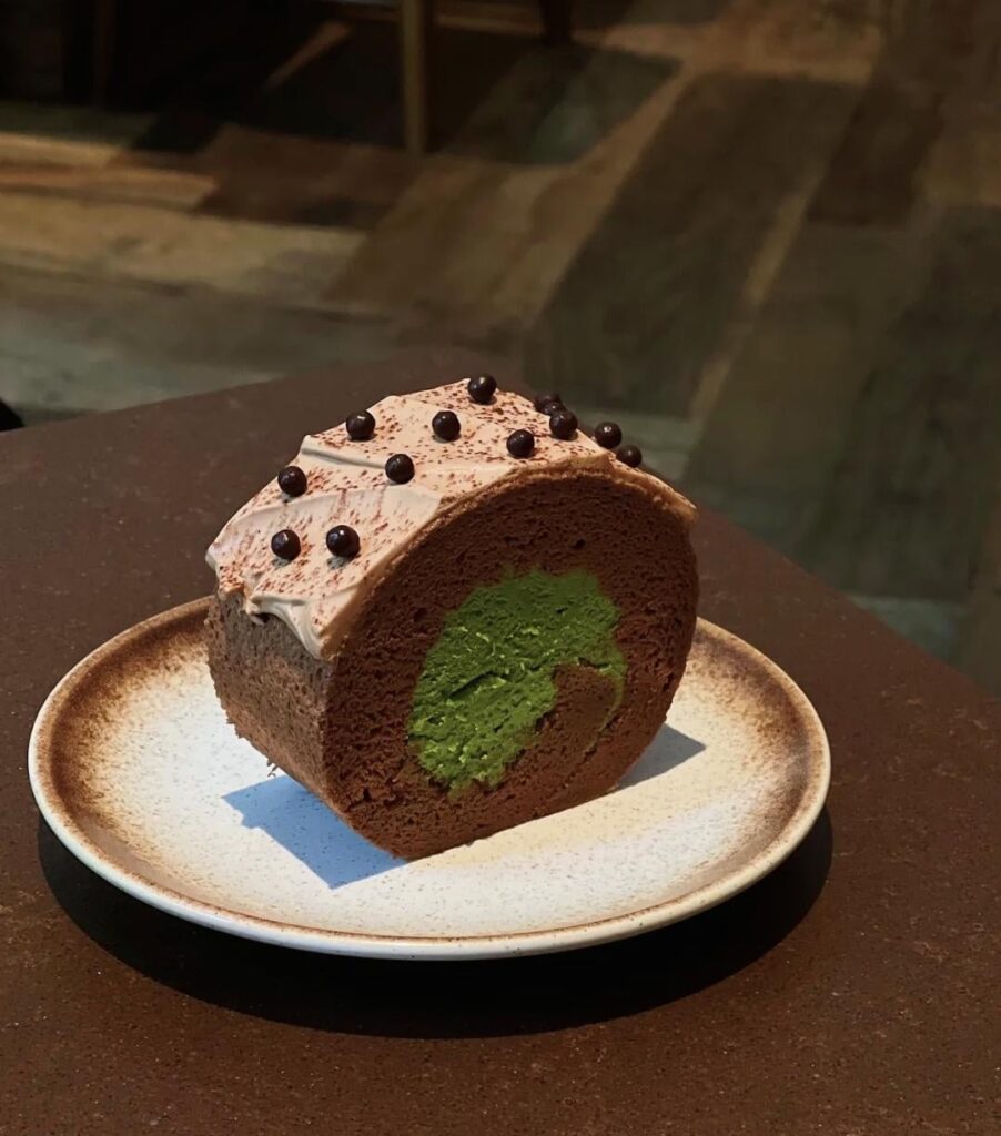 Dark Chocolate Matcha Ganache Roll