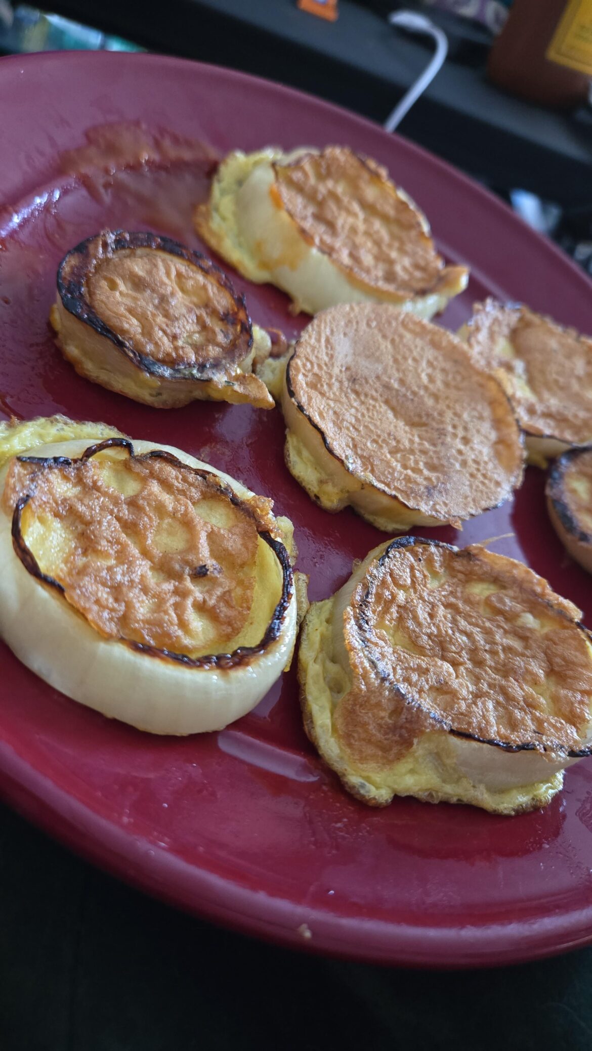 Had to try those onion egg cakes i saw earlier