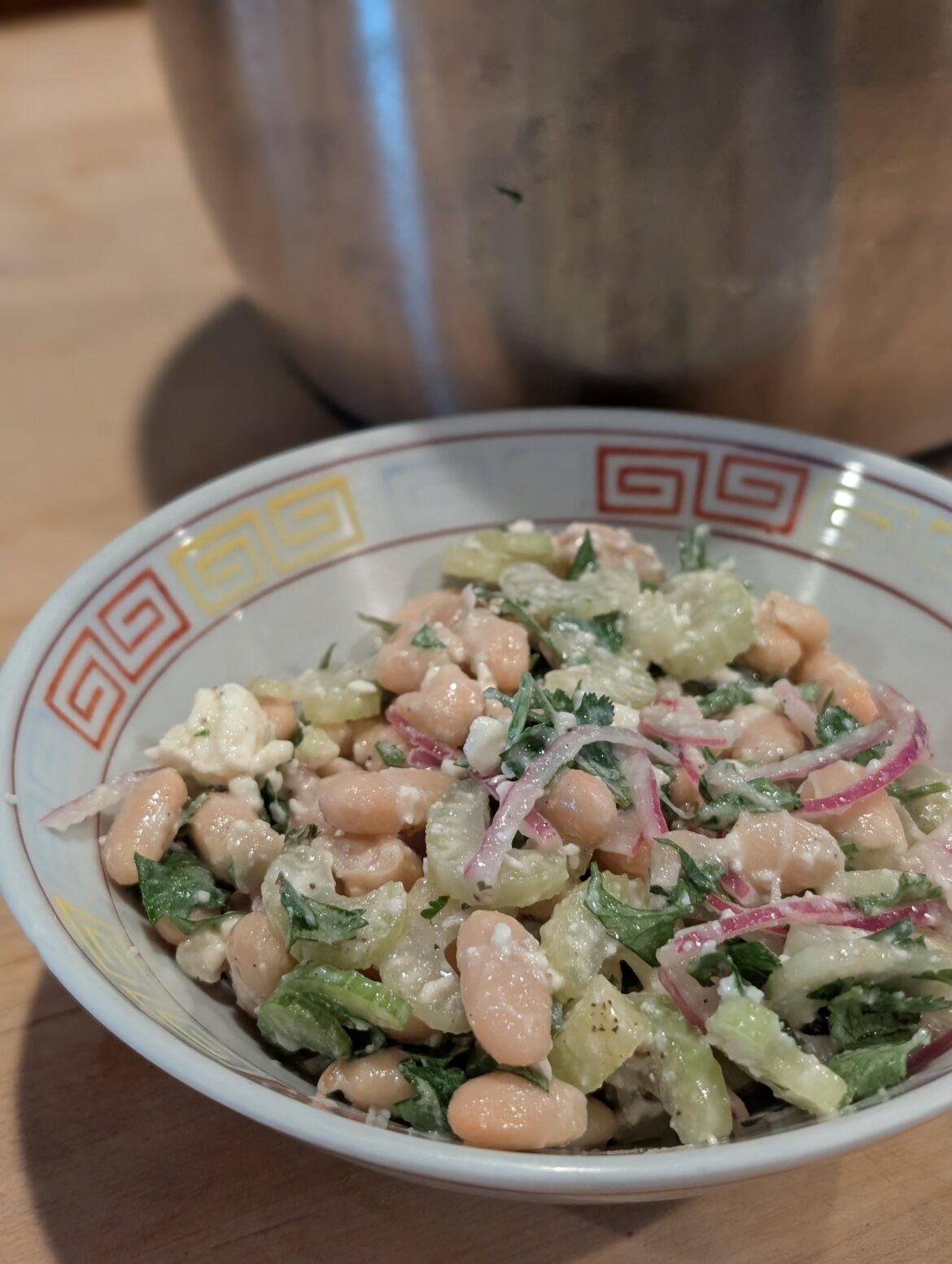 Another day, another bean salad: white bean, feta, and pickled celery