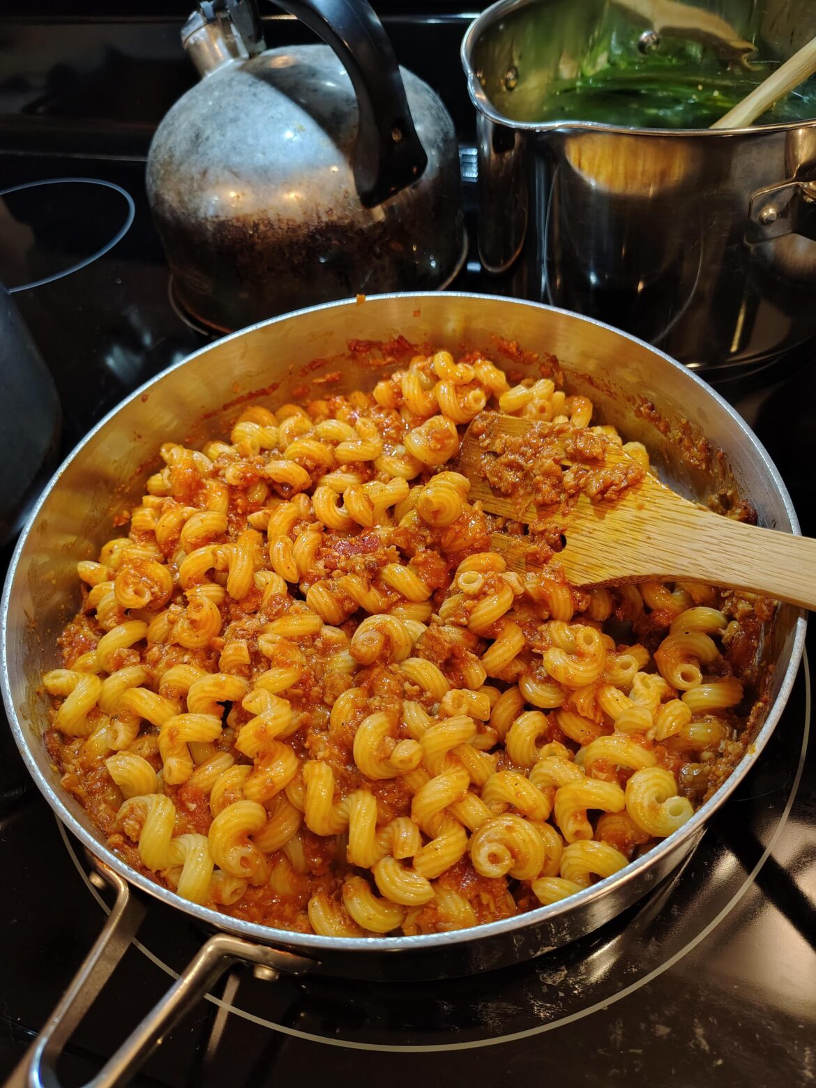 Nothing too crazy, vegan cavatappi bolognese