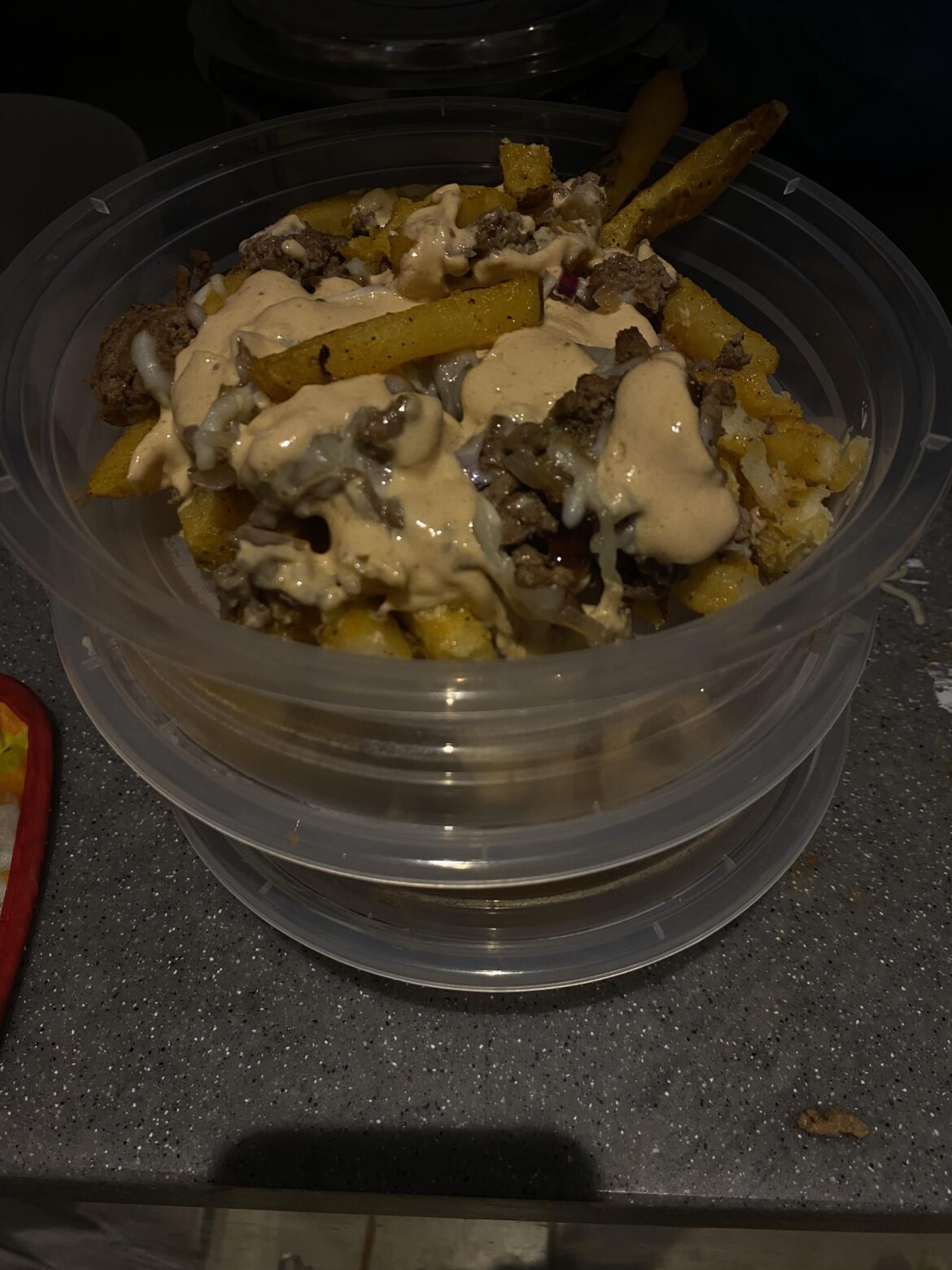 Camel meat loaded fried. 520cal 46g protein. Tastes heavenly