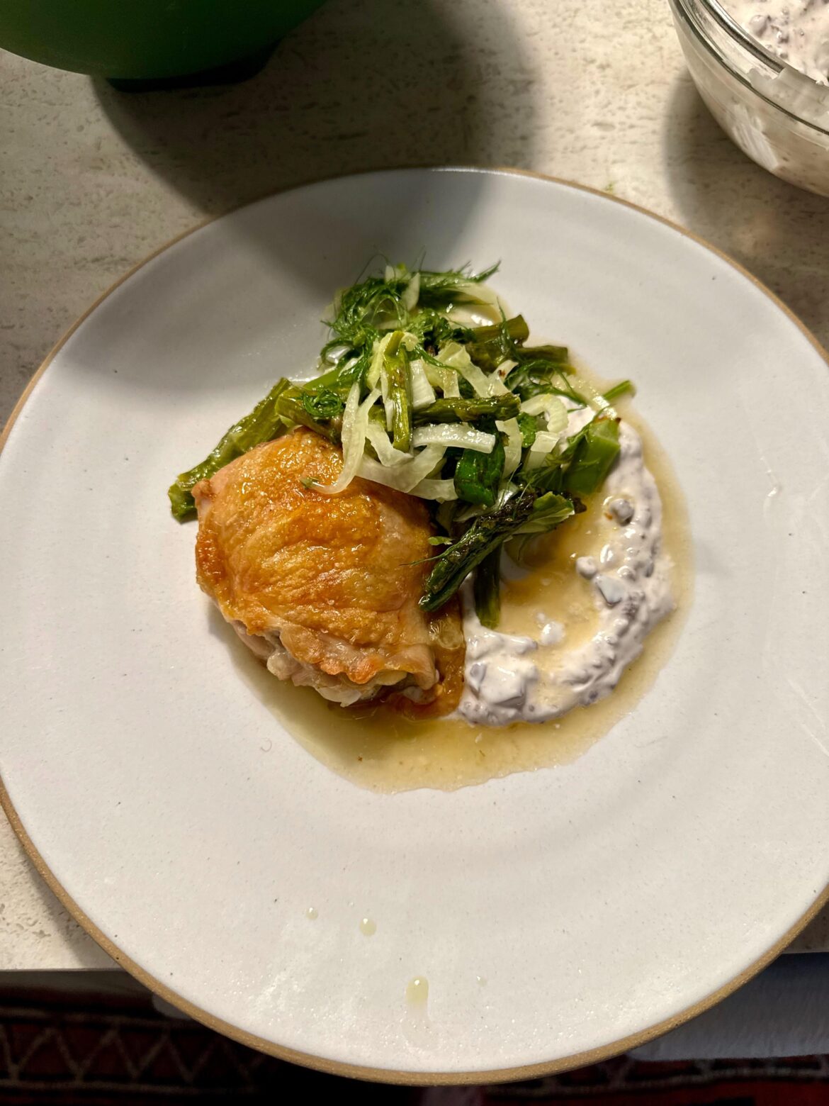 I would probably marry Daniel Gritzer’s Sheet-Pan Chicken and Asparagus With Olive-Yogurt Sauce if took human form