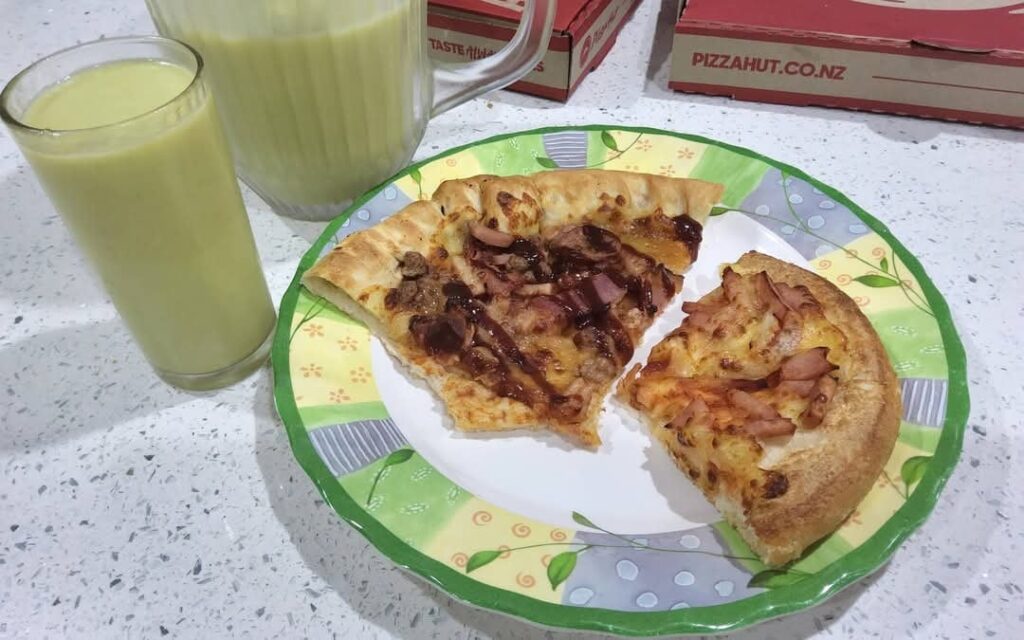 Pizza and Avocado shake for my breakfast 😇