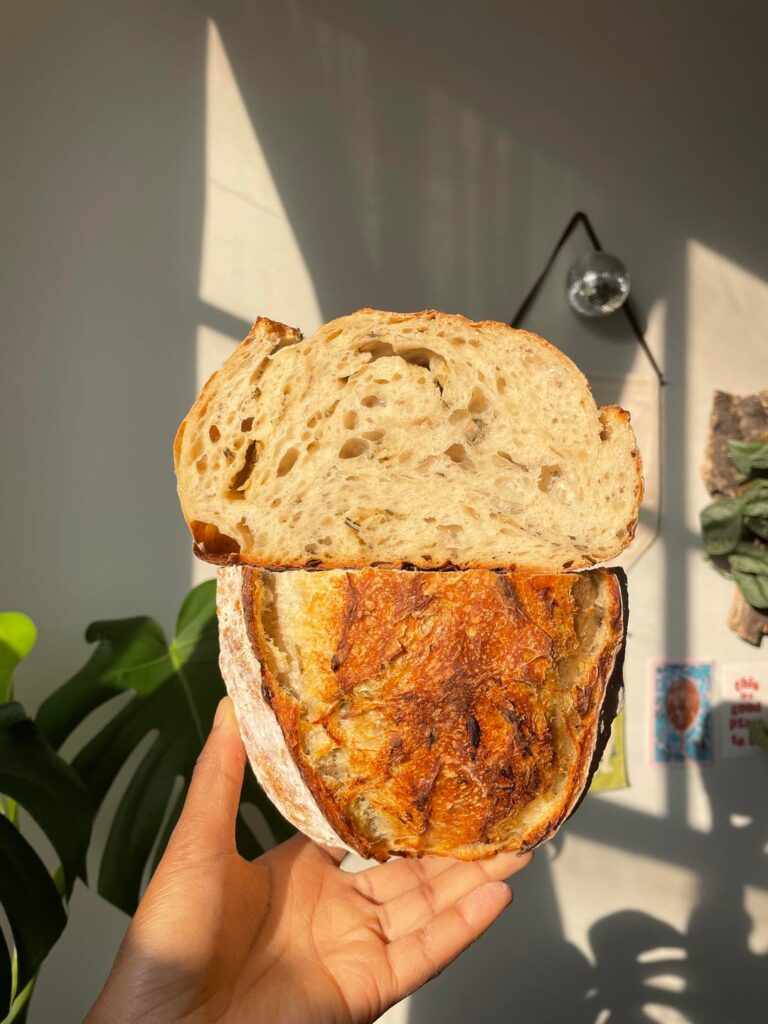 sage, rosemary + roasted garlic sourdough