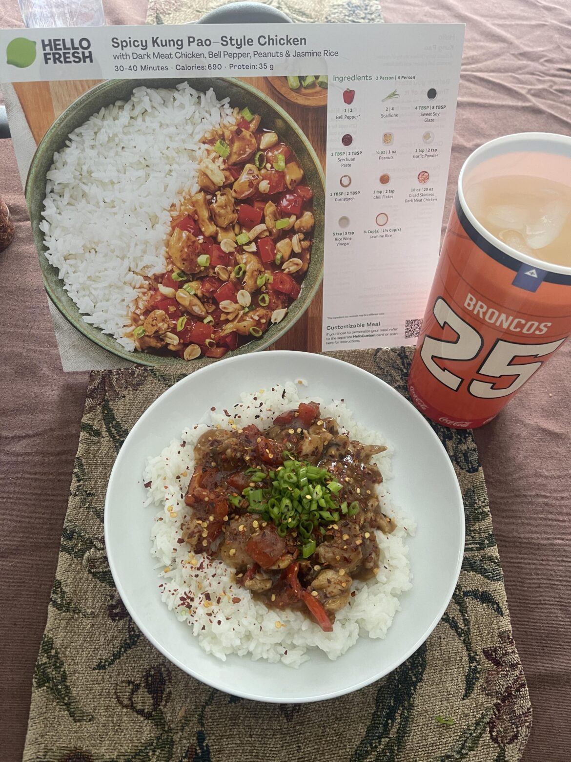 Spicy King Pao Style Chicken. Go Broncos!