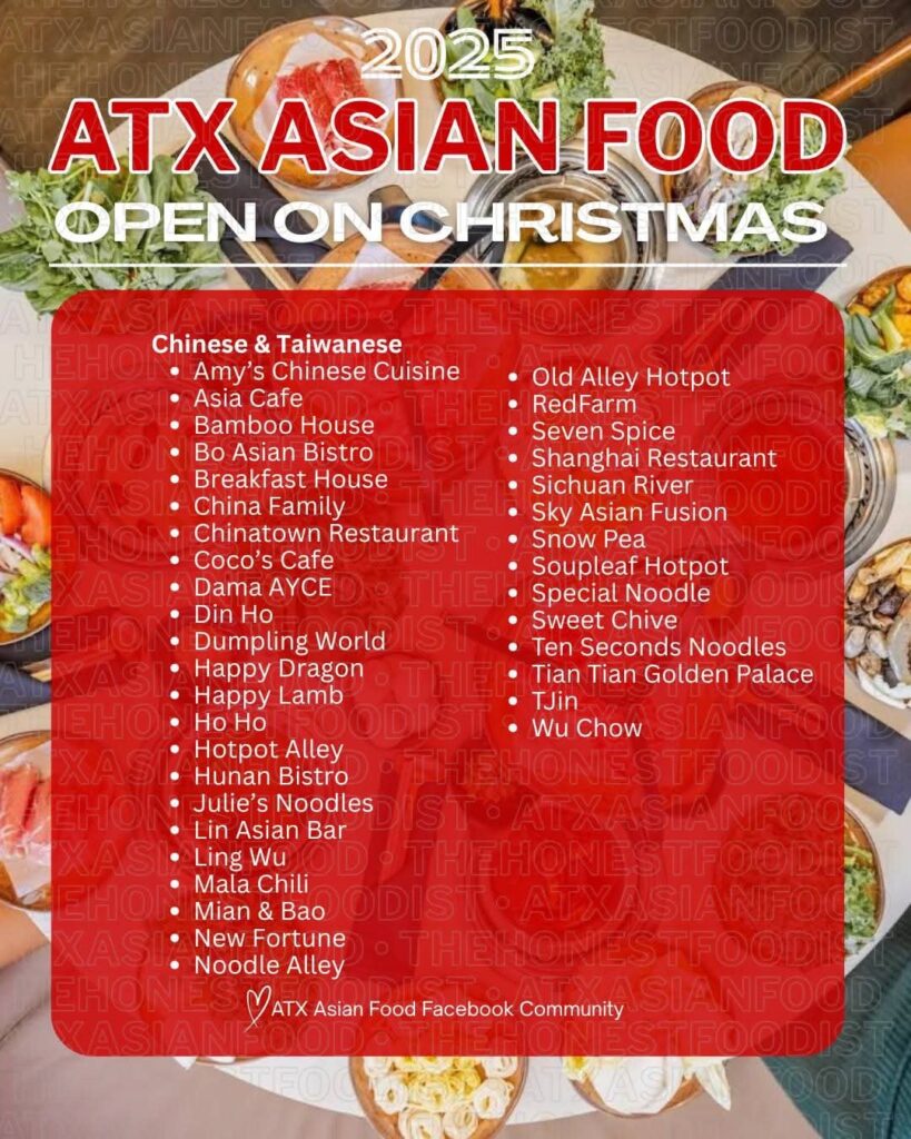 ATX Asian Food, open on Xmas Day