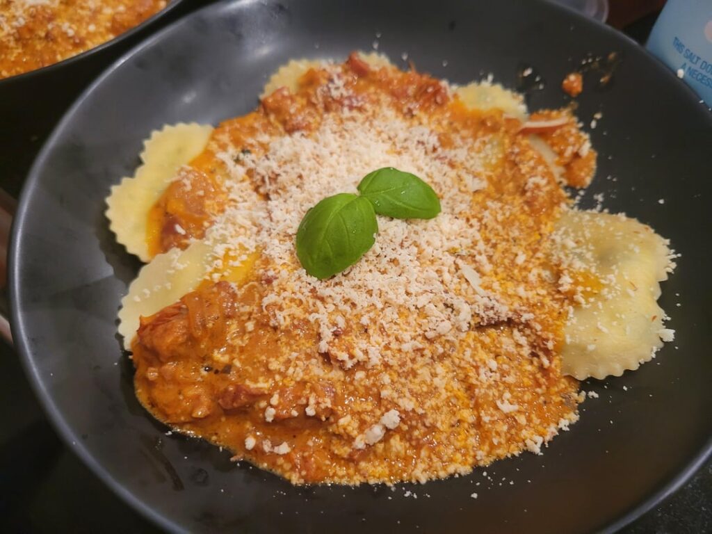 My first ravioli (spinach and ricotta)