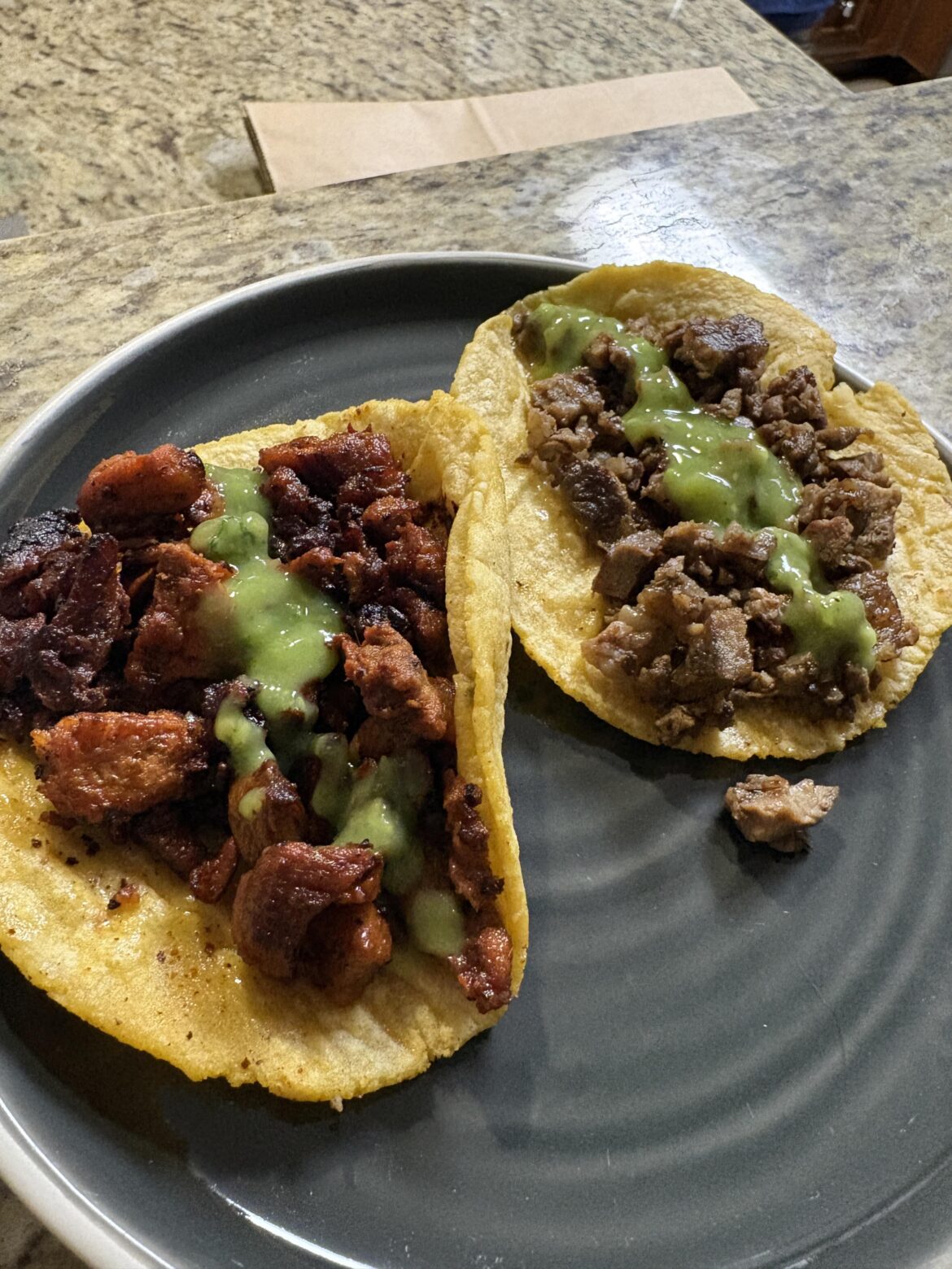 Asada Taco and Taco Al Pastor. Taco Fiesta truck, usually at Colfax/Burbank.