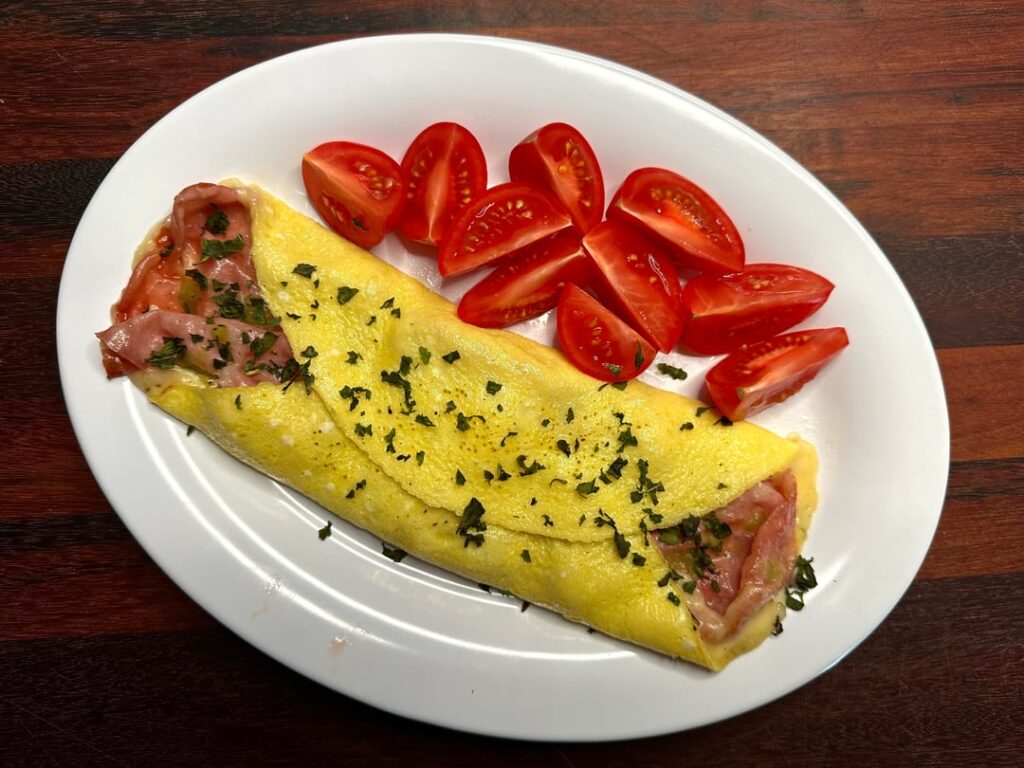 Mortadella and Havarti omelette