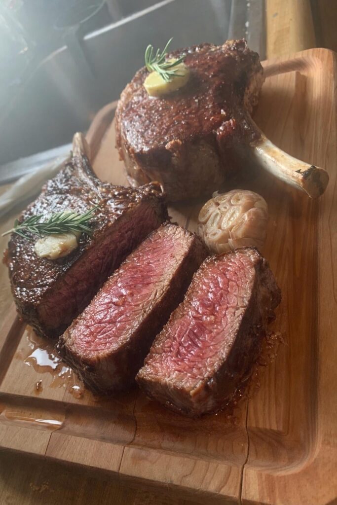Dry aged bone in Cowboy steaks