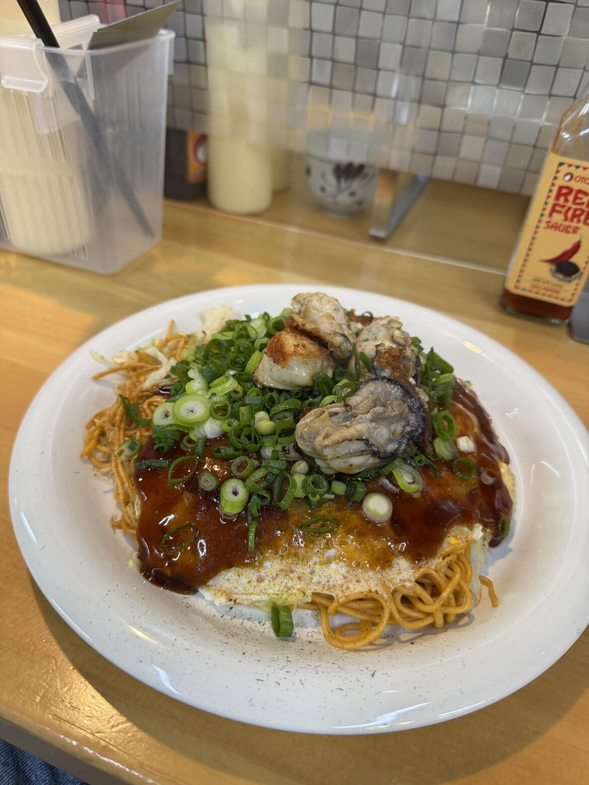 Hiroshima Style Okonomiyaki with oyster topping🌟