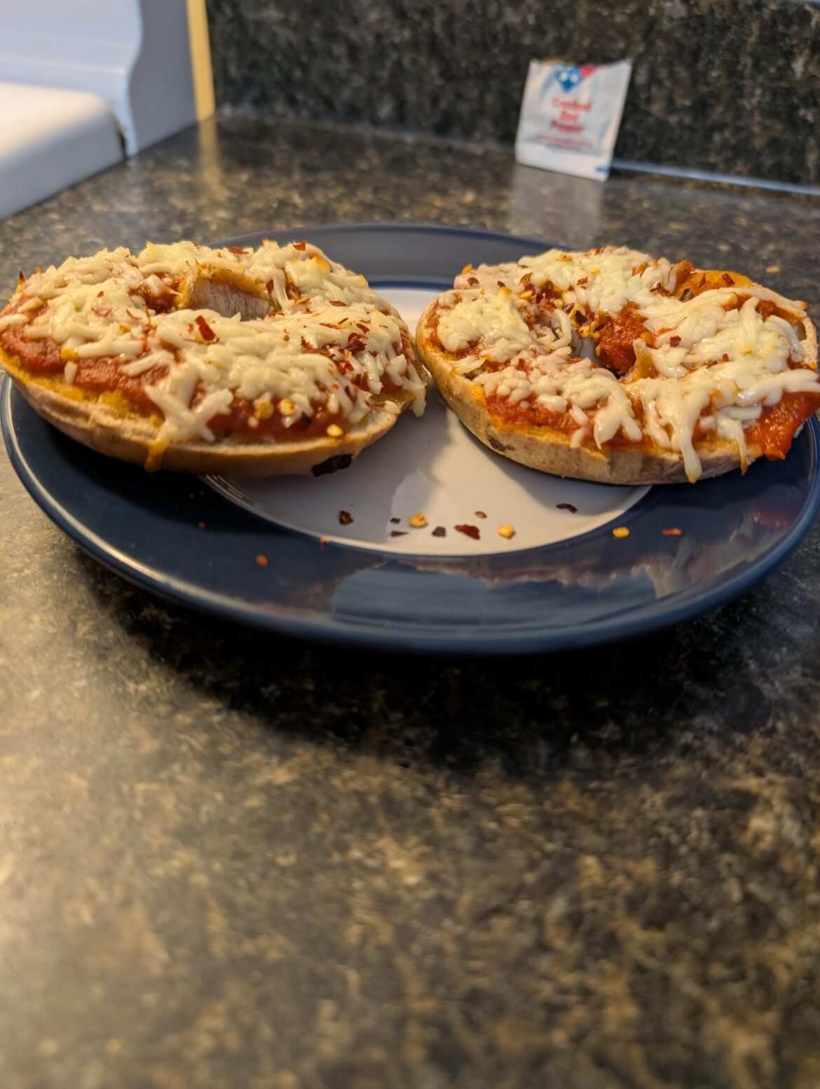 Cinnamon raisin pizza bagel.