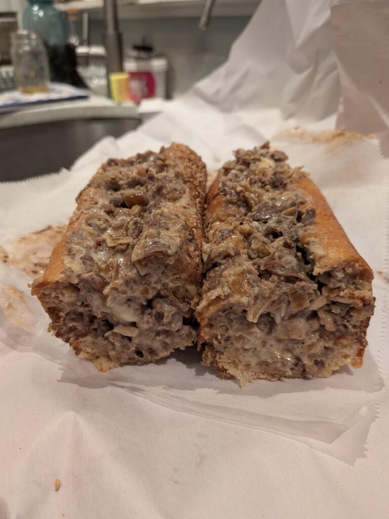 Cooper sharp & fried onion cheesesteak (and some bonus items) yesterday to fuel today's shoveling - Johnny's Pizza - Bryn Mawr, PA.