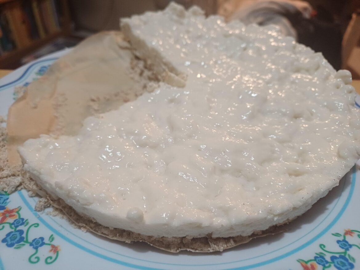 Made a protein cheesecake. It looks and tastes like middle management