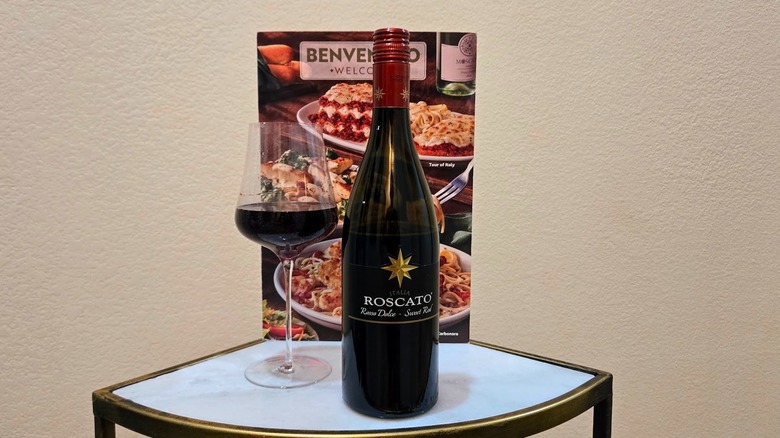 Roscato Rosso Dolce Sweet Red and glass