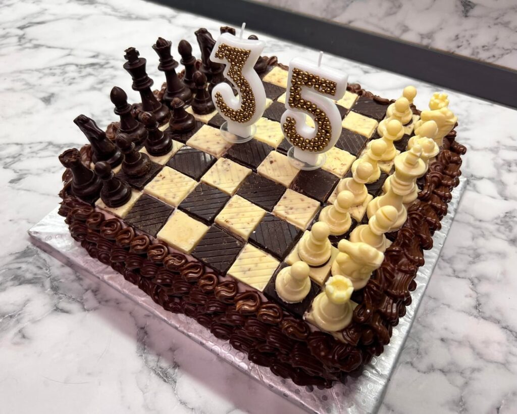 I made a chess board cake for my husband