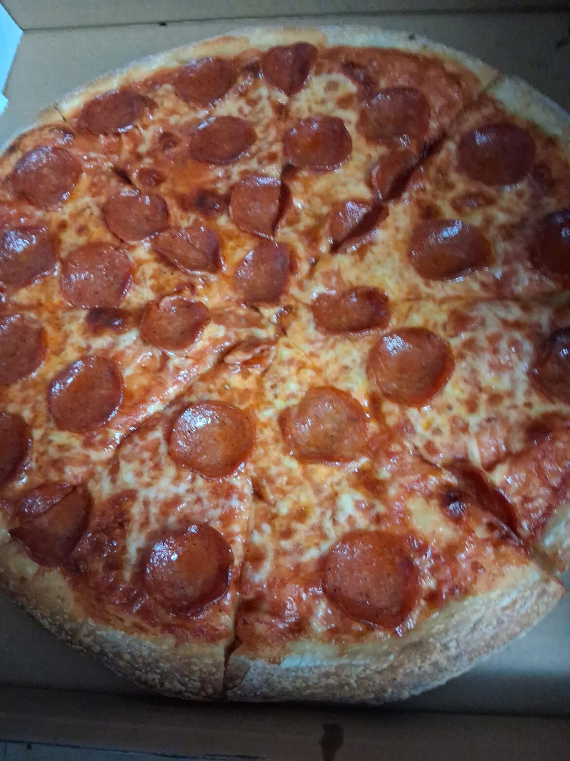 Classic Pepperoni and Cheese. Great with a pound of Hot Wings.