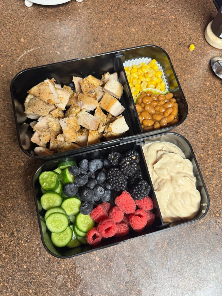 Today’s lunch (swipe for calorie breakdown)