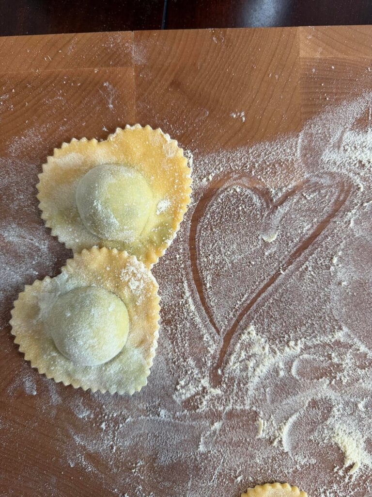 Heart shaped ravioli
